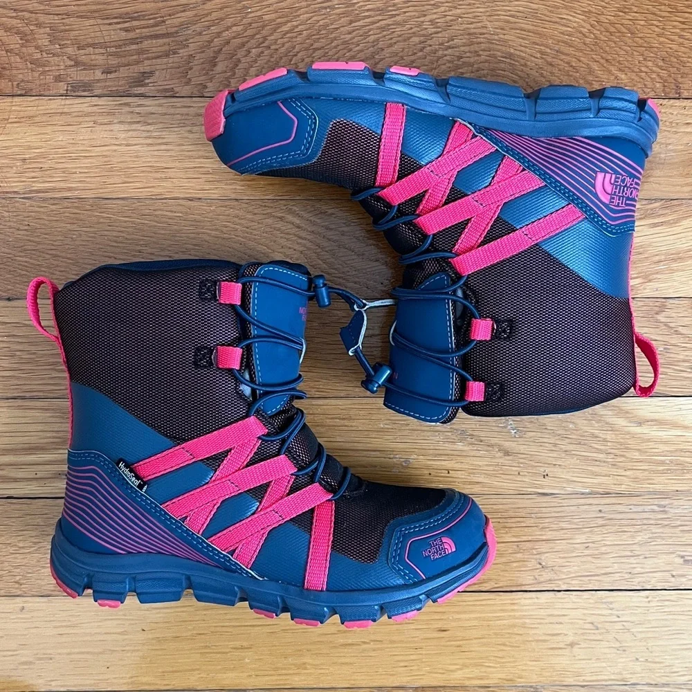 The North Face Girls Size 2 Big Kid HydroSeal Waterproof Winter Boots Blue Pink